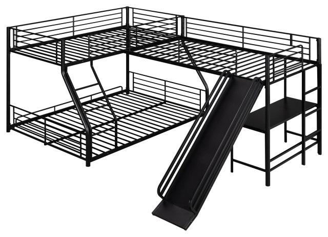 Gewnee L-Shaped Twin Over Full Bunk Bed With Twin Size Loft Bed In ... intended for
