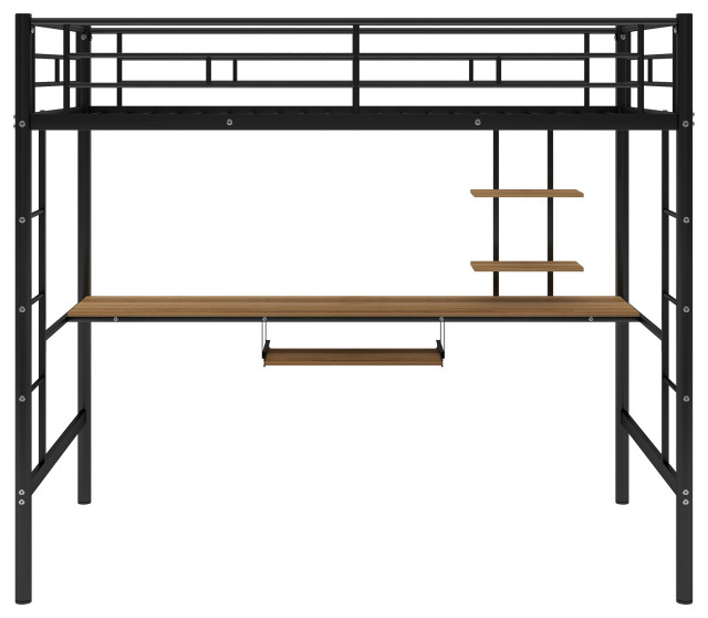 Gewnee Loft Bed With Desk And Shelf , Space Saving Design,Twin,In Black ... with