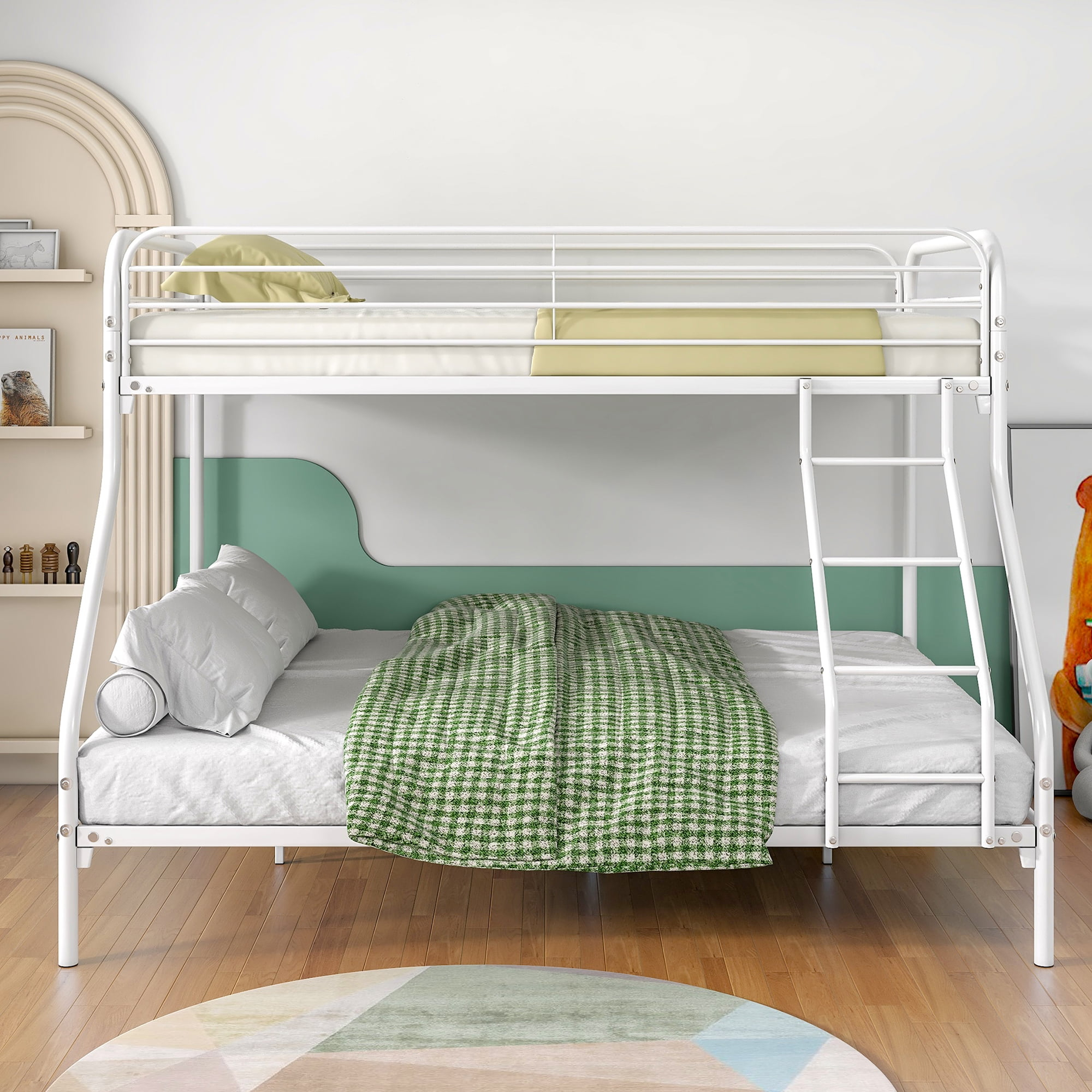 Gewnee Twin Over Full Bunk Bed, Metal Bed Frame With Ladder&Amp;Safety ... within