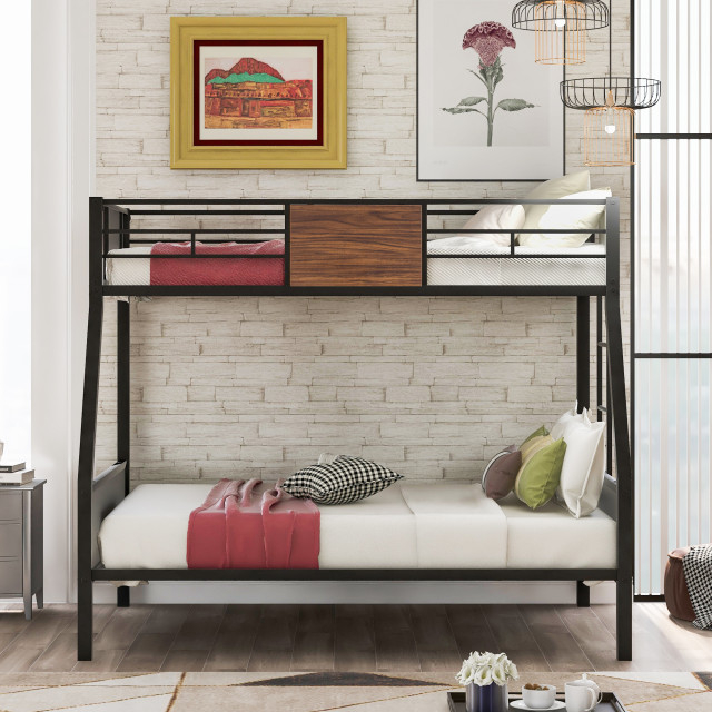 Gewnee Twin Over Full Metal Bunk Bed For Teens In Brown - Transitional ... within A Parent's Guide to the Gewnee Twin Over Twin Metal Bunk Bed