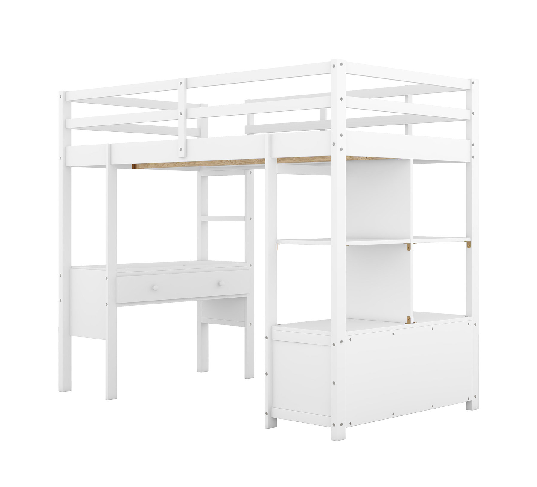 Gewnee Twin Size Loft Bed With Built-In Desk With Two Drawers ... with