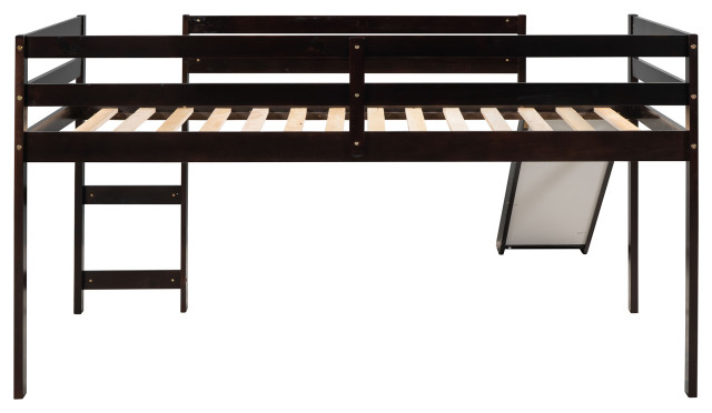 Gewnee Wood Loft Bed With Slide For Kids In Espresso - Transitional ... for Gewnee Loft Bed Review Innovations for Compact Living Spaces