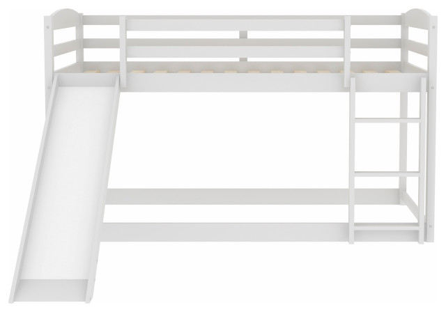 Gewnee Wood Twin Over Twin Bunk Bed With Convertible Slide And Ladder ... within