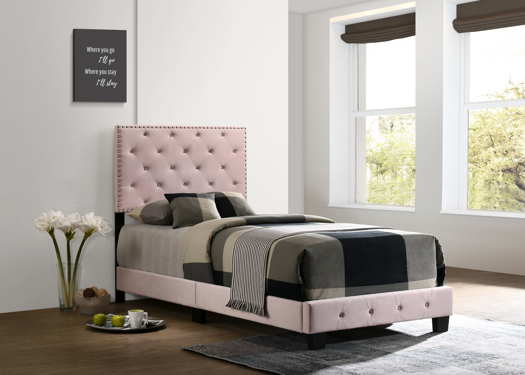 Glory Furniture Suffolk Twin Bed, Gray | 1Stopbedrooms intended for What Makes the Glory Furniture Suffolk Full Bed in Pink a Popular Choice