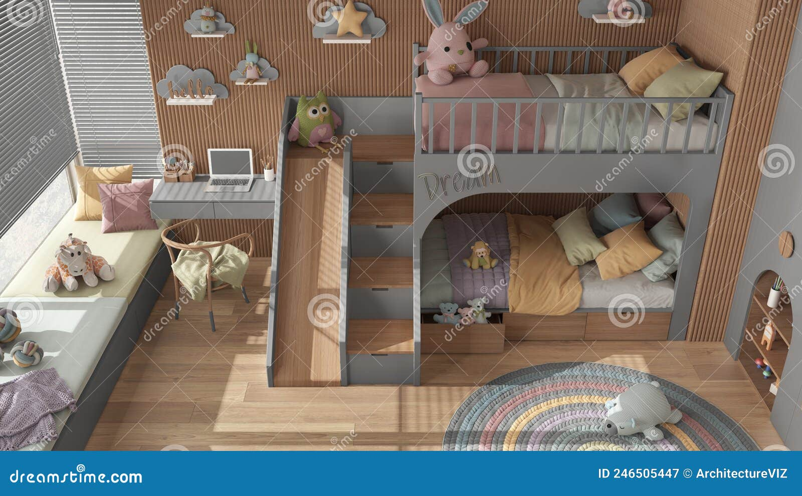 Gray Bunk Bed And Closet Royalty-Free Stock Image | Cartoondealer.com ... with regard to Unpacking the ACME Edah Gray Bunk Bed A Room-Saving Solution
