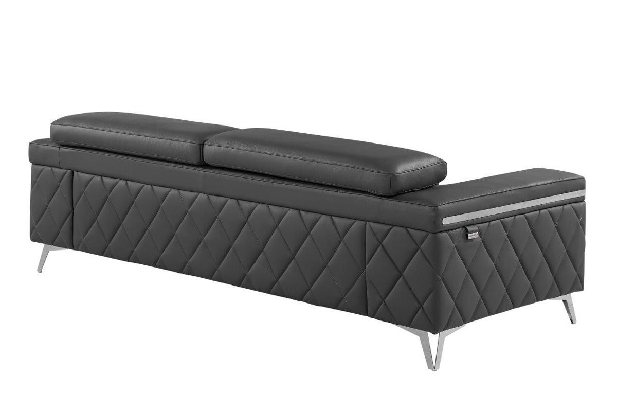 Hanari Modern Grey Italian Leather Sofa with regard to