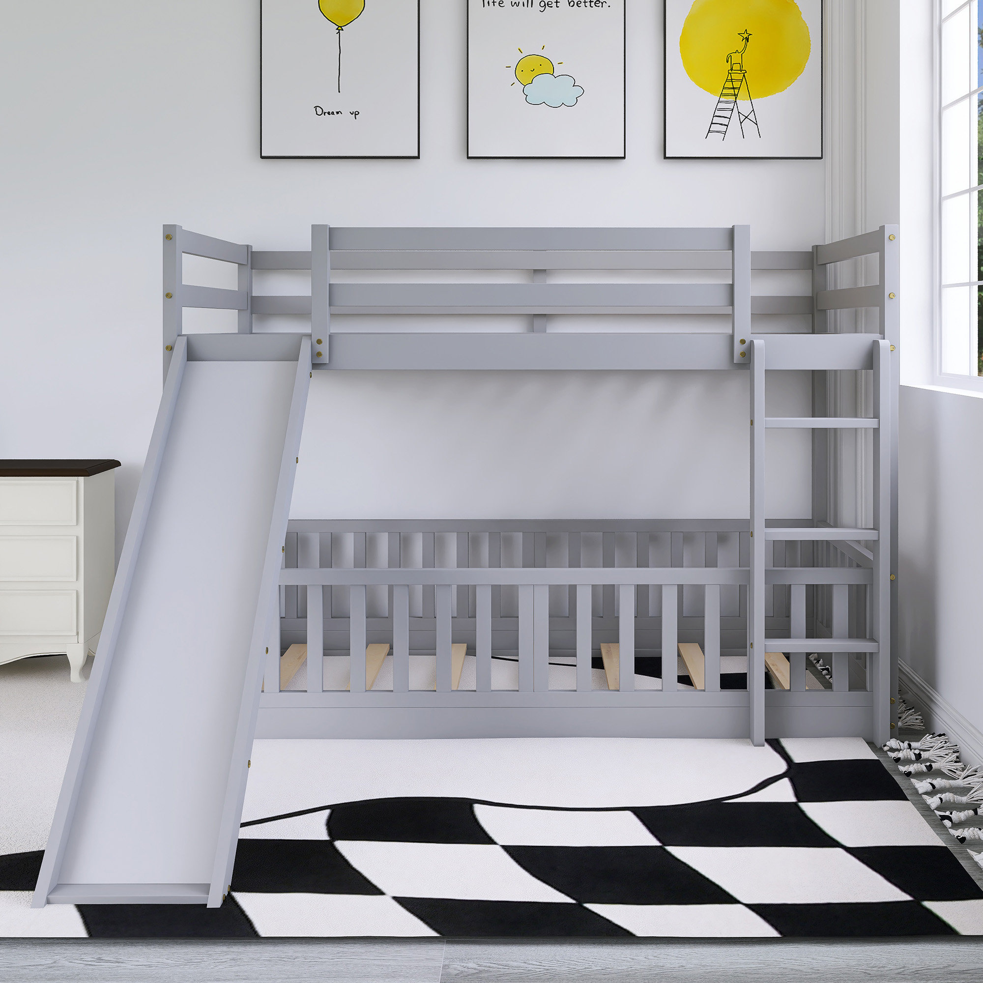 Harriet Bee Twin Over Twin Espresso Bunk Bed With Slide And Ladder ... within Maximizing Space and Style with the Heartland Twin/Twin Espresso Bunk Bed