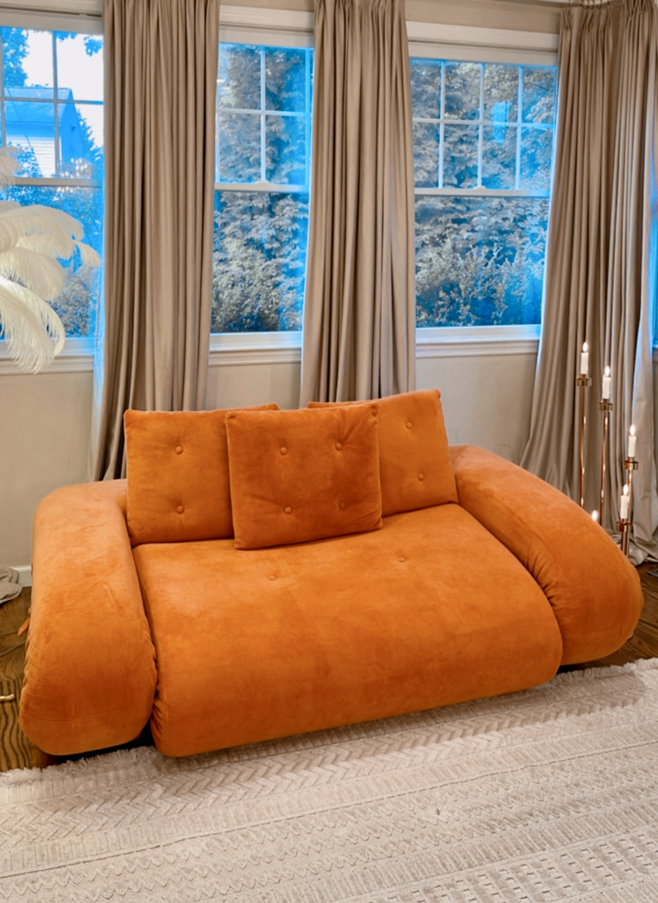 Hernest | In Stock White Compressed Sofa Bed Velvet Upholstered ... inside
