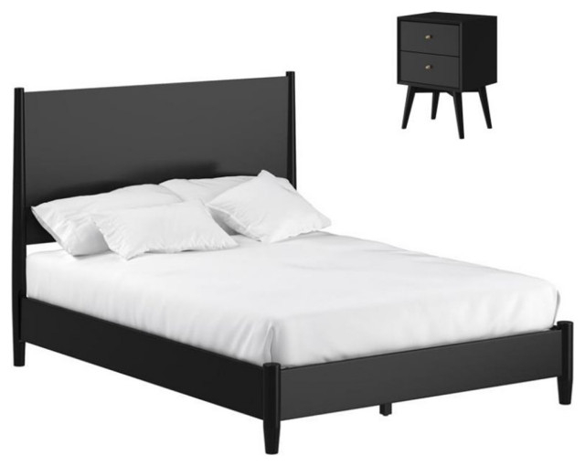 Home Square 2 Piece Set With King Panel Bed & 2-Drawer Nightstand In ... for