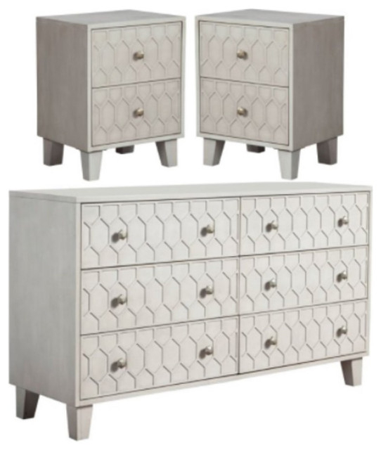 Home Square 2 Piece Set With Nightstand And 6-Drawer Wood Dresser In ... regarding