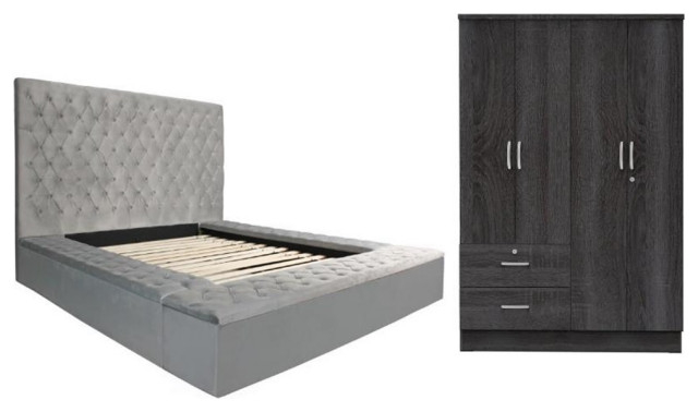 Home Square 2-Piece Set With Platform Queen Bed & 4-Doors 2-Drawers ... inside