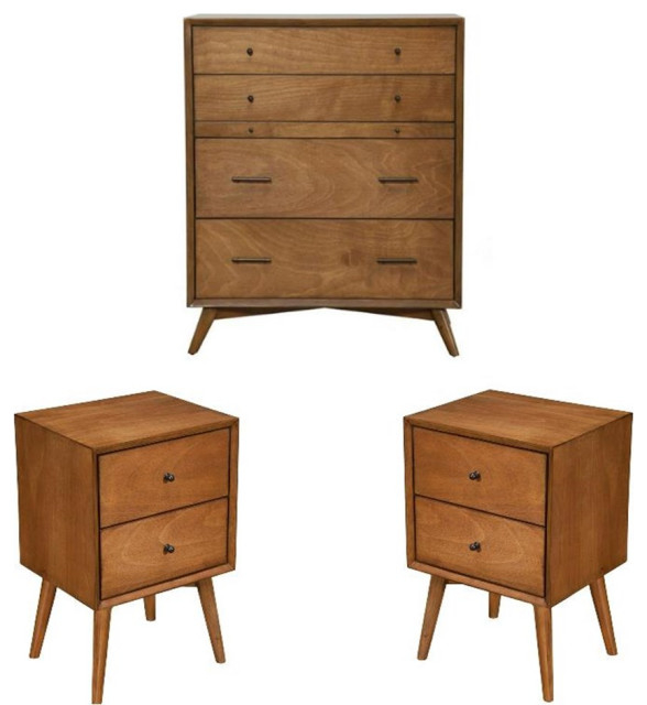 Home Square 3 Piece Set With Chest And 2 Drawer 2 Nightstands In Brown ... with
