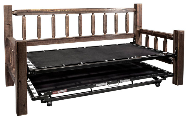 Homestead Collection Day Bed With Pop Up Trundle Bed, Stain/Clear ... in