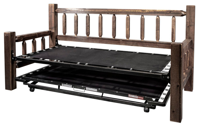 Homestead Collection Day Bed With Pop Up Trundle Bed, Stain/Clear ... pertaining to The Enduring Appeal of Stain/Clear Lacquer Finishes on Bunk Beds