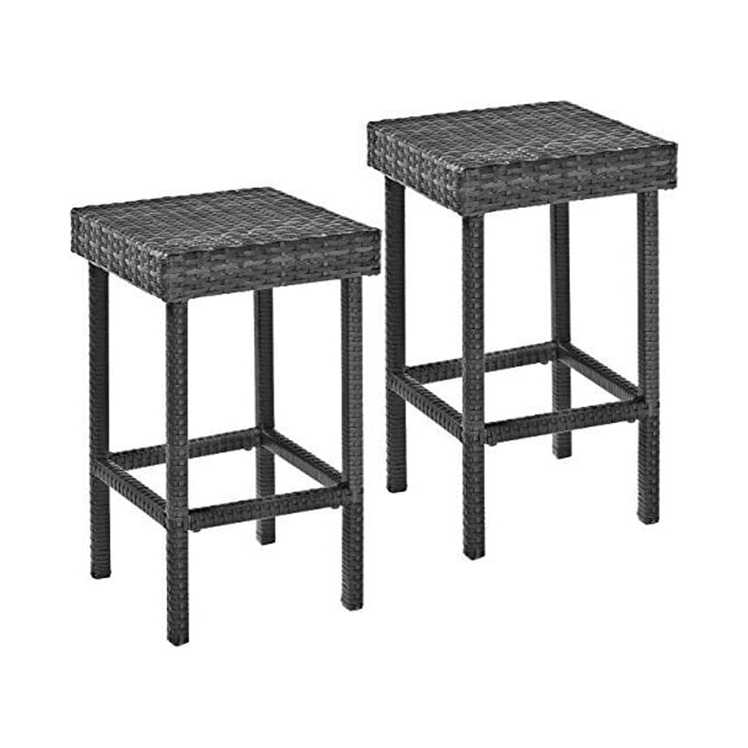 Homestock Modern Marvel 2Pc Outdoor Wicker Counter Height Bar Stool Set ... throughout A Closer Look at the Loulou Rattan 2PC Counter Stool Set Dark Brown