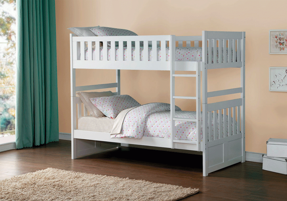 Hot Deal 🔥 Galen White Twin-Twin Bunk Bed - Lexington Overstock Warehouse inside Creating a Dream Space The Lexicon Galen Bunk Bed in White