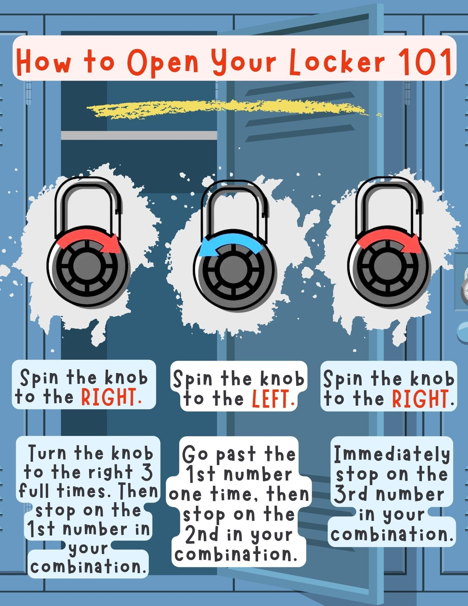 How To Open Your Locker 101 - Locker Combo Steps For Students, Digital ... in