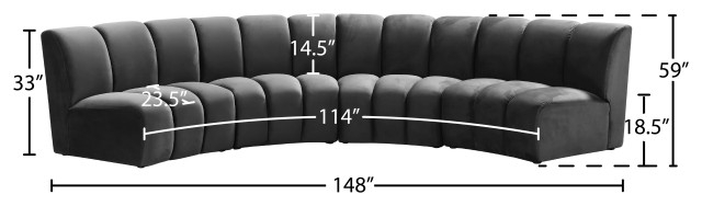 Infinity Channel Tufted Velvet Modular Chair, 4 Piece - Transitional ... intended for
