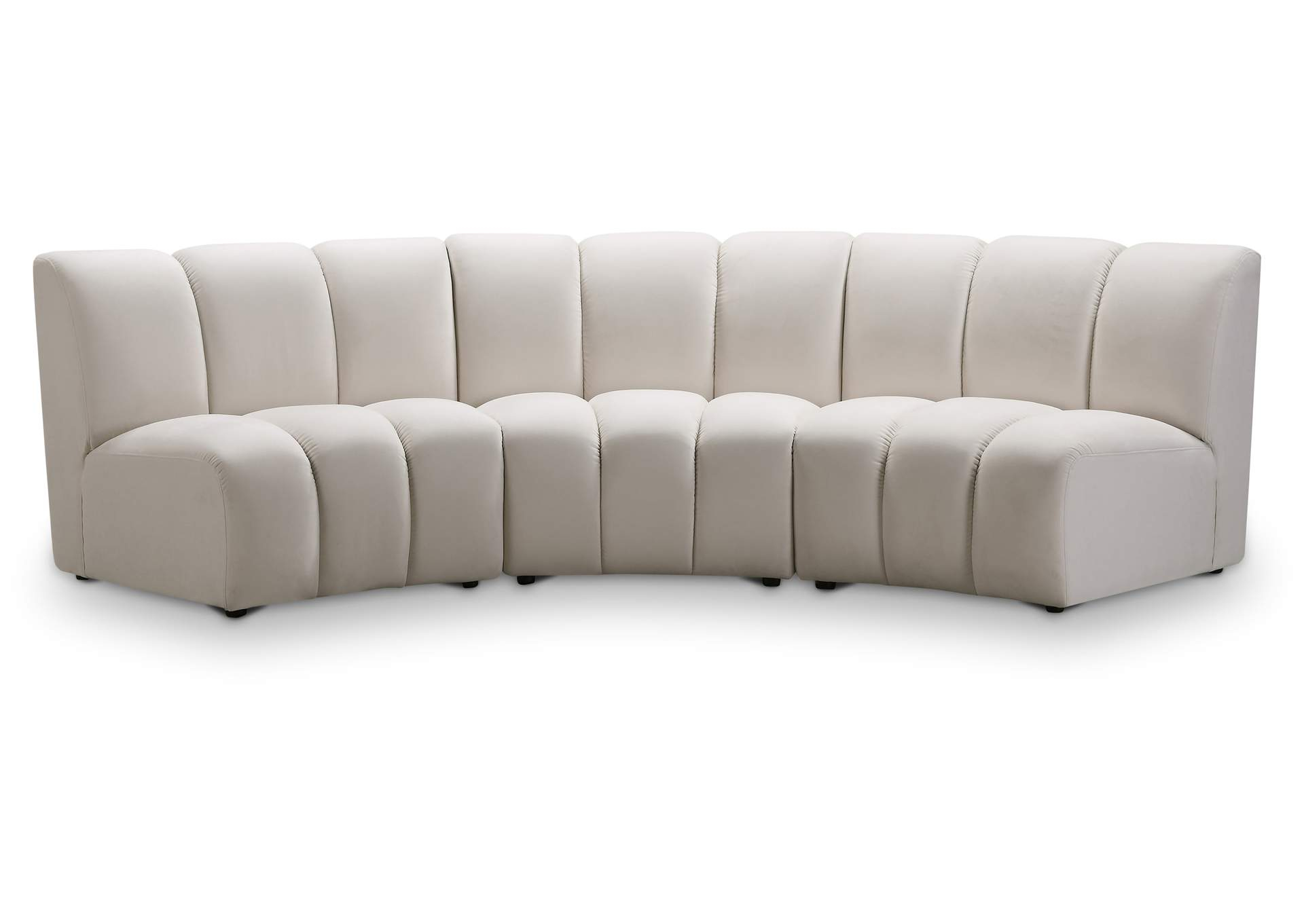 Infinity Cream Velvet 3 Piece Modular Sectional throughout
