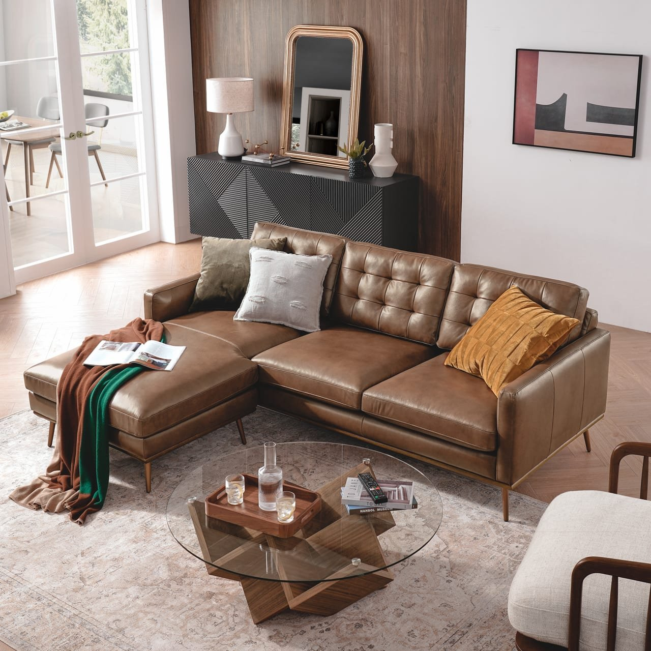 Isaac: Unleash Glamour With Our Reversible Leather Sectional Sofa ... regarding Mastering Your Space The Hillsdale Alamay Reversible Sectional Explained