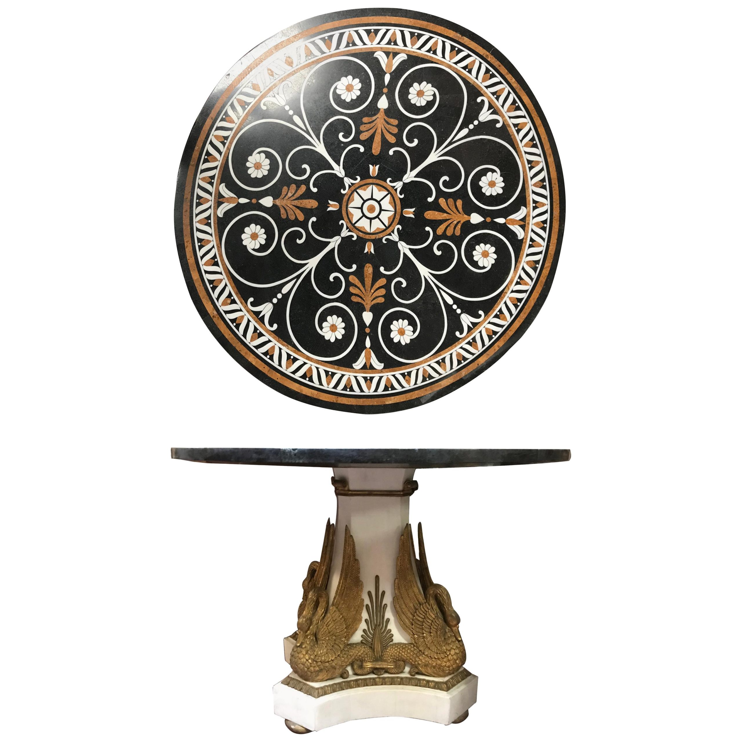 Italian Neoclassical Style Marble Veneered Round Table For Sale At 1Stdibs within