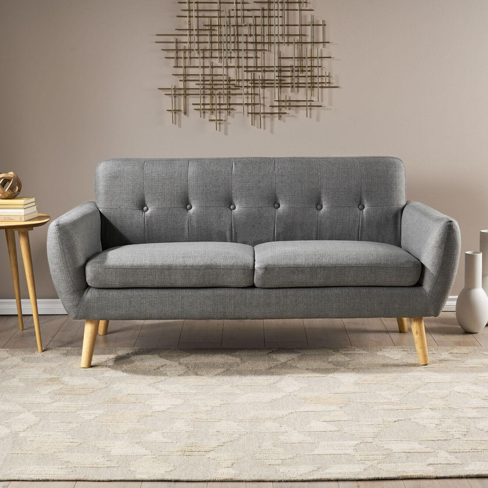Joseline Mid Century Modern Petite Fabric Sofa | Ebay within