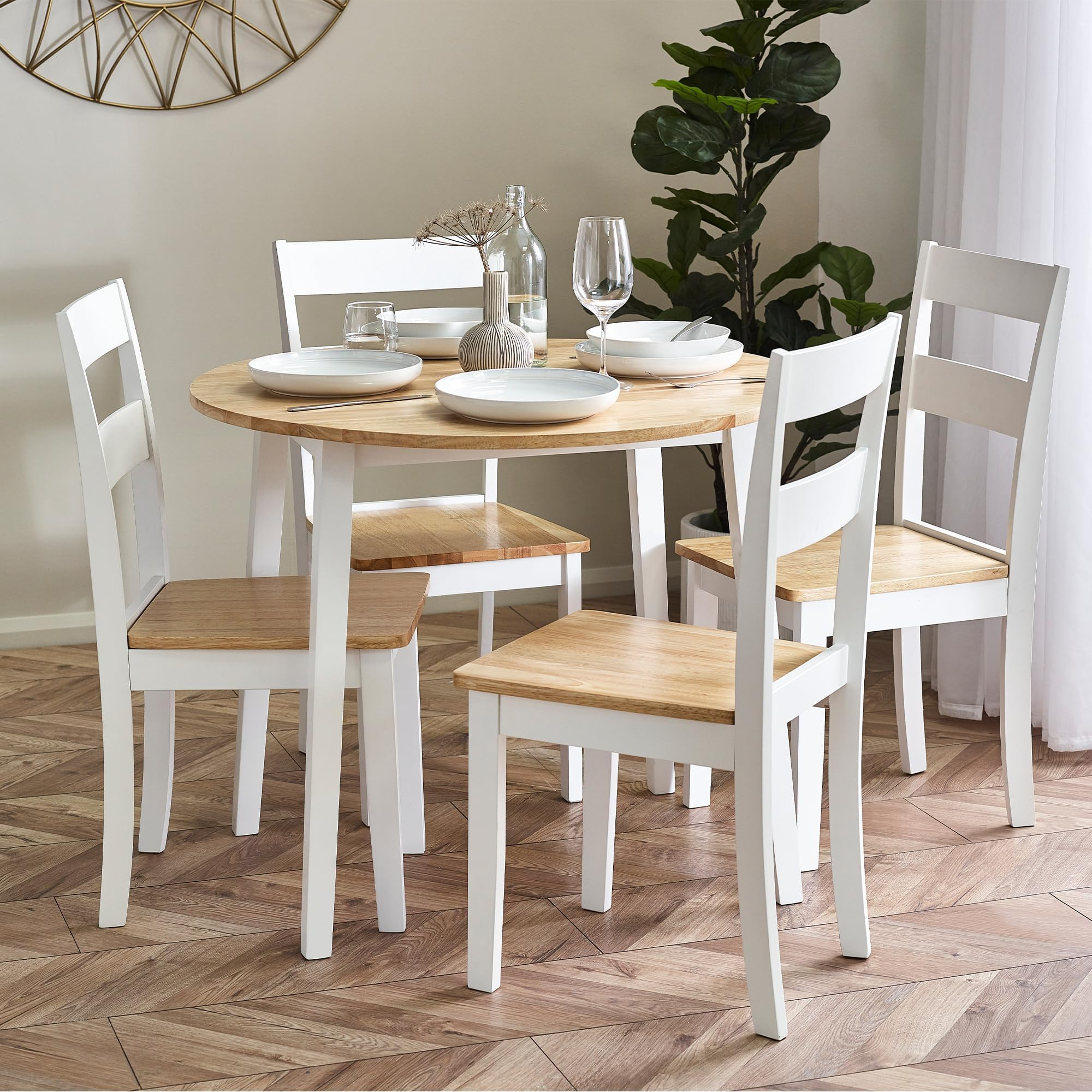 Julian Bowen Linwood Round Drop Leaf Table - Natural Top : Amazon.co.uk ... throughout