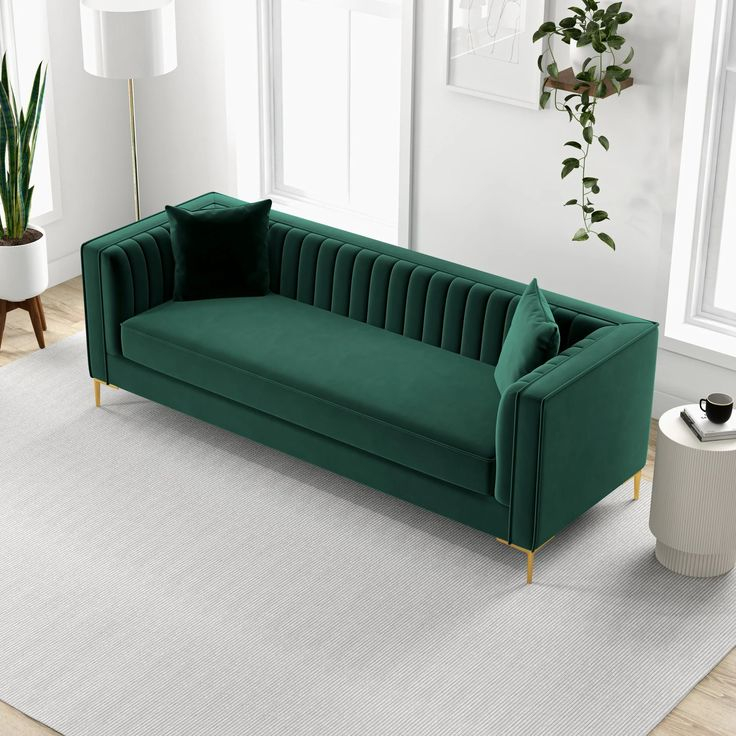 Kendra Sofa 91" (Green Velvet) | Living Room Green, Living Room Sofa ... inside Embrace Elegance with the Owen Green Velvet Living Room Couch