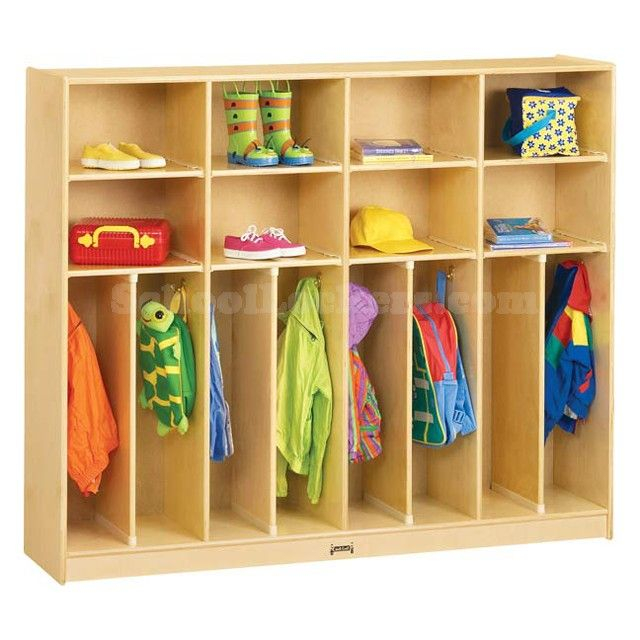 Kids 8-Person Wide Wooden Coat Lockers With Cubbies | Lockers, Cubby ... throughout