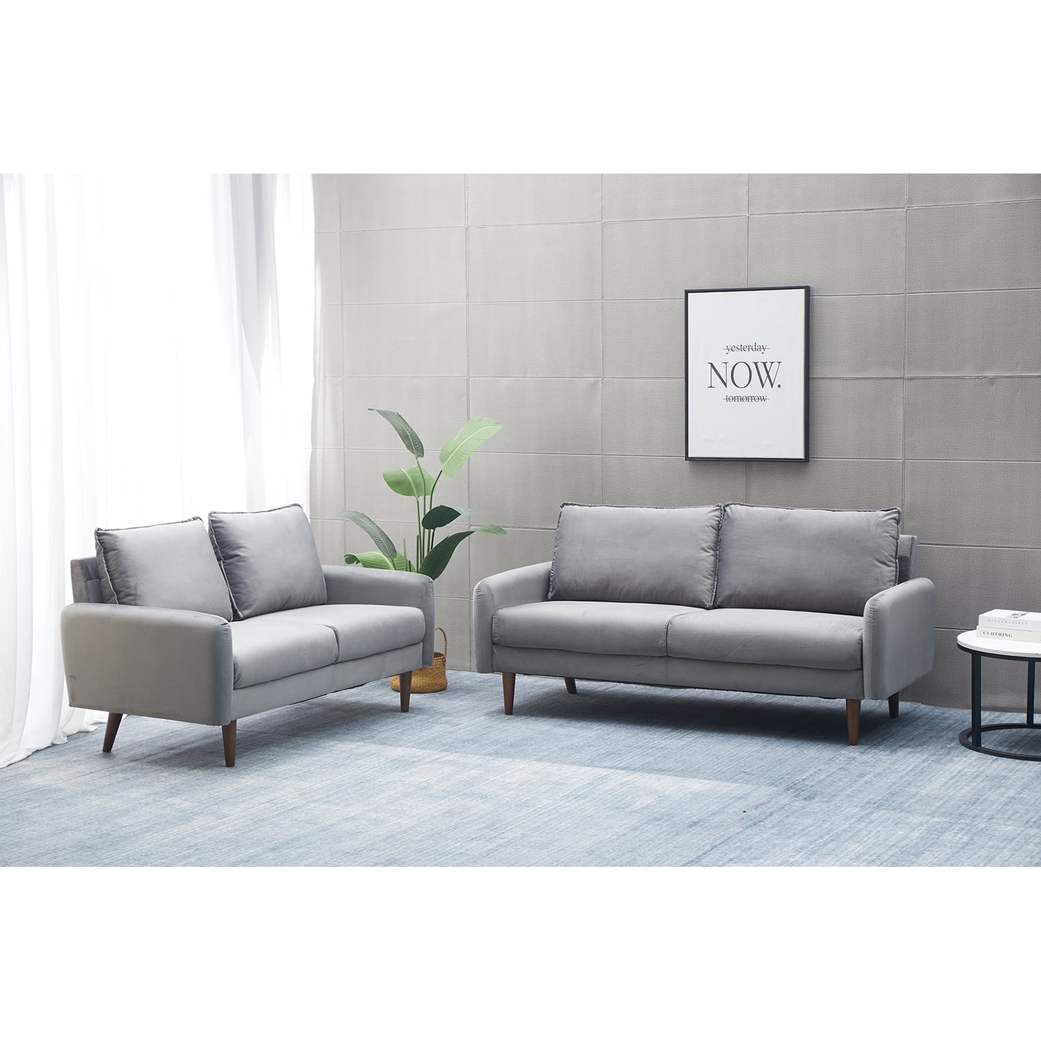 Kingway Furniture Almor Velvet Living Room Set - Walmart.com pertaining to