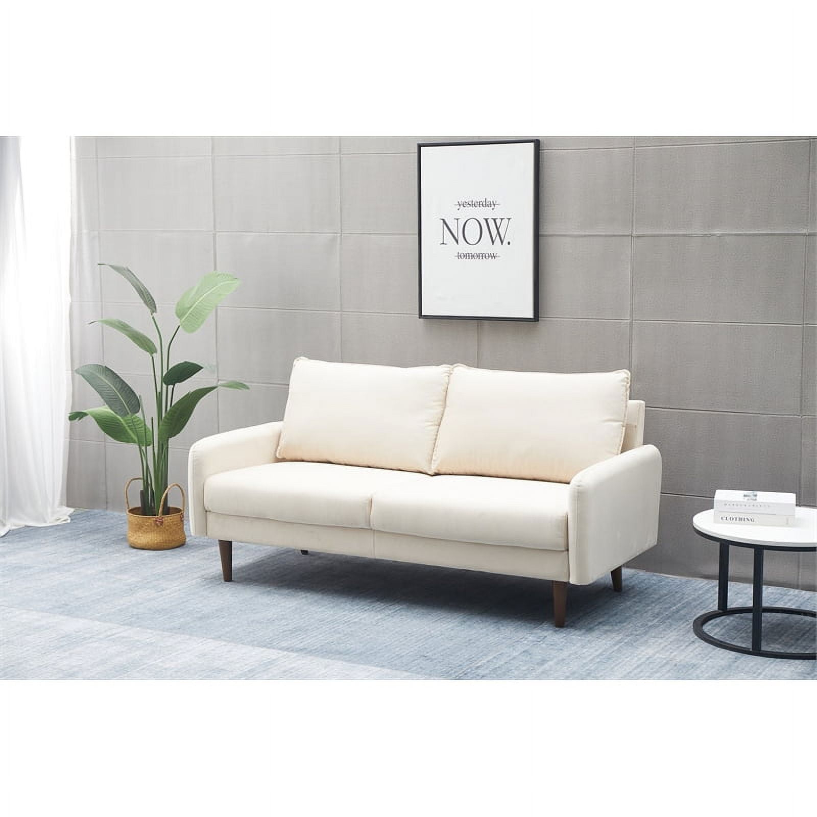 Kingway Furniture Hambrok Velvet Living Room Sofa In Beige - Walmart.com with regard to
