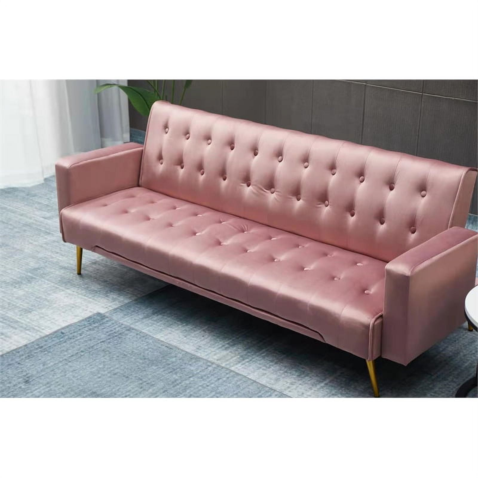 Kingway Furniture Jeffery Velvet Convertible Sofa In Rose - Walmart.com with