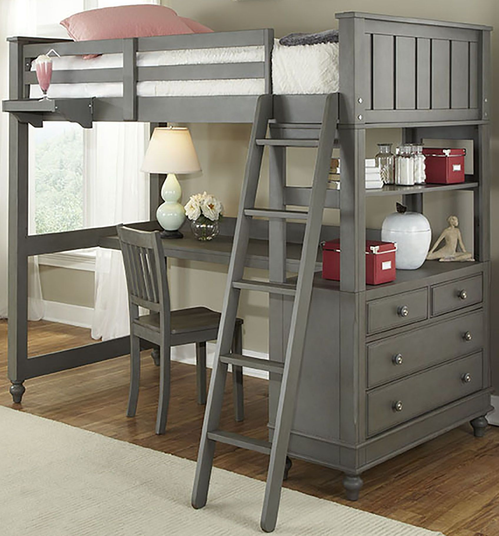 Lake House Stone Twin Loft Bed With Desk, 2040Nd, Ne Kids intended for Beyond the Basics Understanding White and Gray Twin Loft Beds with Desks