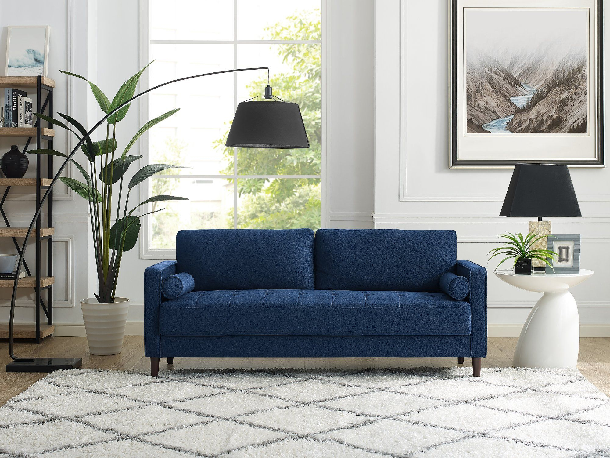 Lawrence Mid-Century Modern Navy Blue Sofa | Rc Willey | Navy Blue Sofa ... throughout