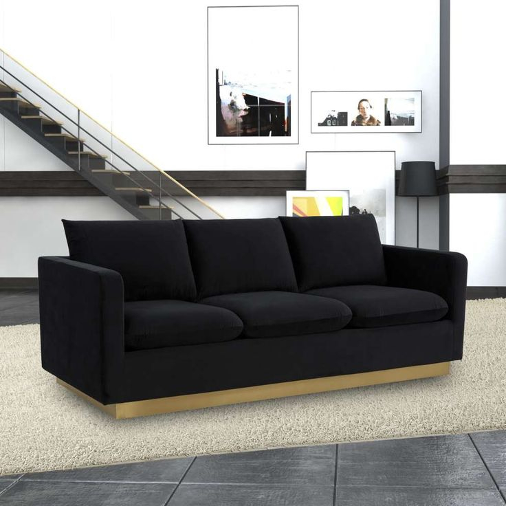 Leisuremod Nervo Modern Mid-Century Upholstered Velvet Sofa With Gold ... pertaining to Understanding the Comfort and Style of the Nervo Velvet 3-Piece Sofa