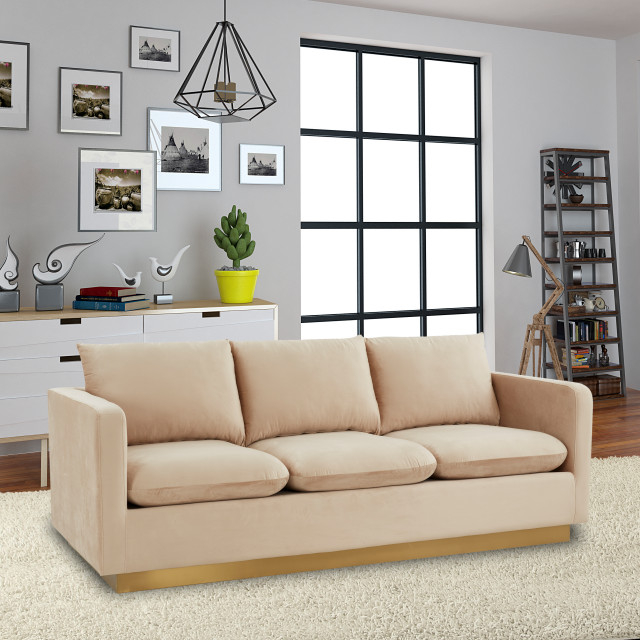 Leisuremod Nervo Modern Velvet Sofa With Gold Base - Contemporary ... with Understanding the Comfort and Style of the Nervo Velvet 3-Piece Sofa