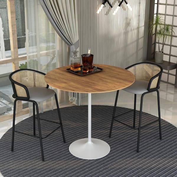Leisuremod Verve 48 In. Bar Table Round Mdf Tabletop Bistro Table In ... throughout