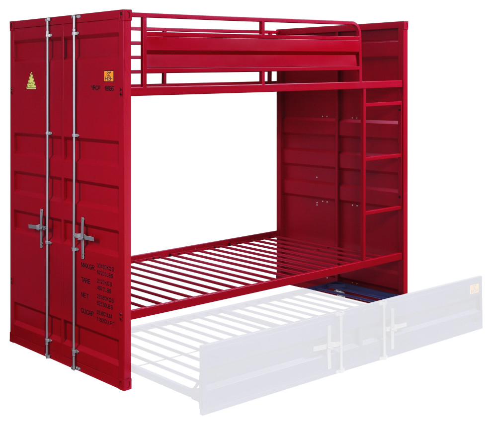 Lena Metal Bunk Bed, Tall, Twin/Twin - Industrial - Bunk Beds - By ... inside