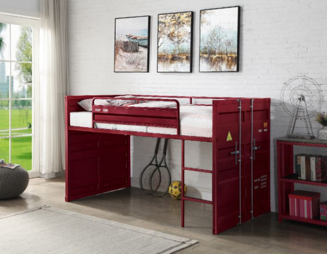 The Psychology of Play The Lena Metal Loft Bed in Red for Little Ones