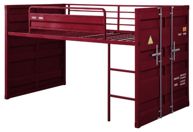 Lena Metal Loft Bed, Slides, Twin - Industrial - Loft Beds - By Ihome ... within The Psychology of Play The Lena Metal Loft Bed in Red for Little Ones