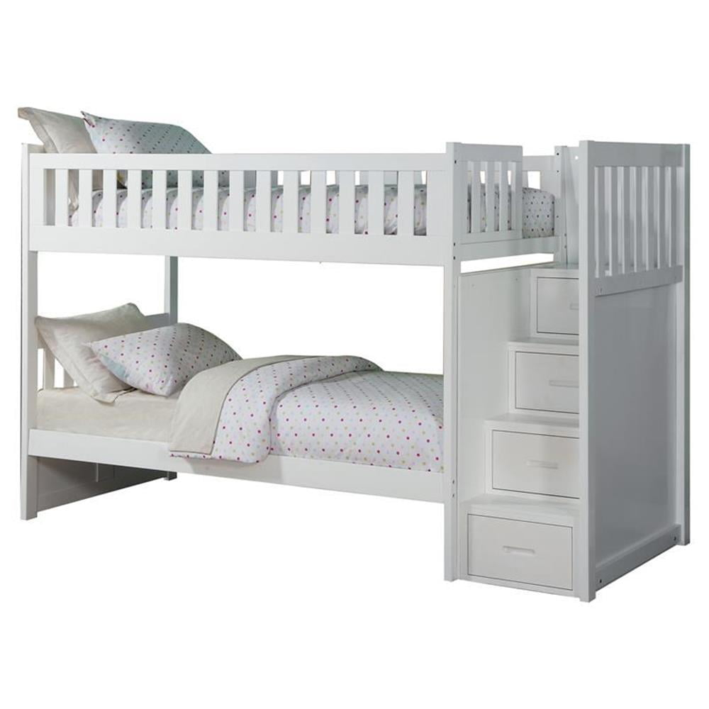 Lexicon Galen Reversible Step Storage Wood Bunk Bed In White - Walmart.com inside
