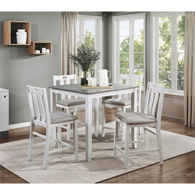 Lexicon Lowell 5 Piece Wood Counter Height Dining Set In Gray And White ... with regard to Unpacking the Lexicon Armhurst Dining Set Your Complete Guide