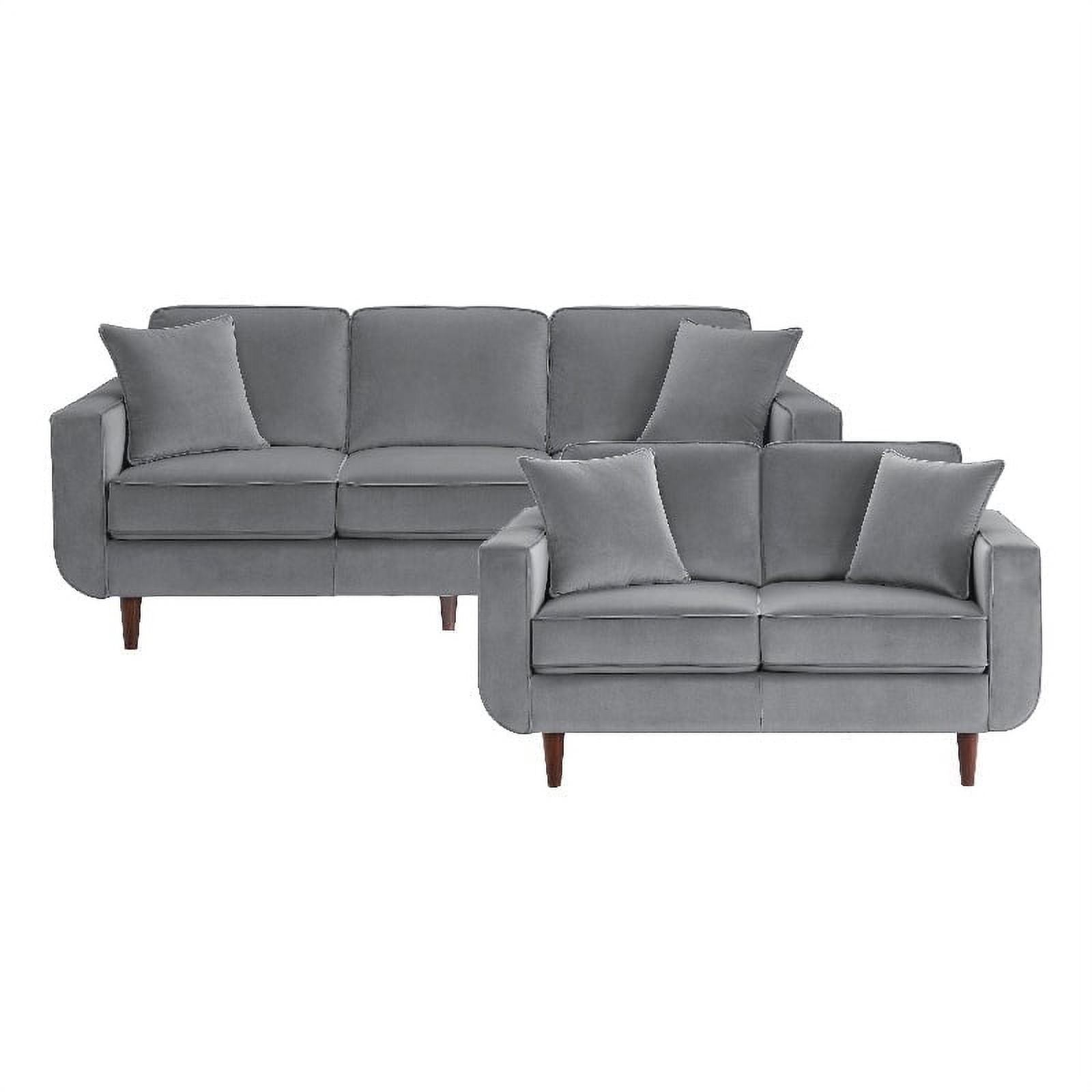 Lexicon Rand Velvet 2-Piece Upholstered Sofa Set In Gray - Walmart.com regarding Unveiling the Comfort and Style of the Lexicon Phelps Velvet Sofa Chaise