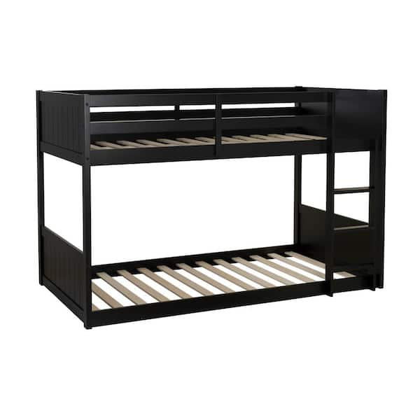 Linon Home Decor Dacian Black Twin Over Twin Low Profile Bunk Bed ... regarding Maximizing Space with a Stylish Black Twin Over Twin Bunk Bed