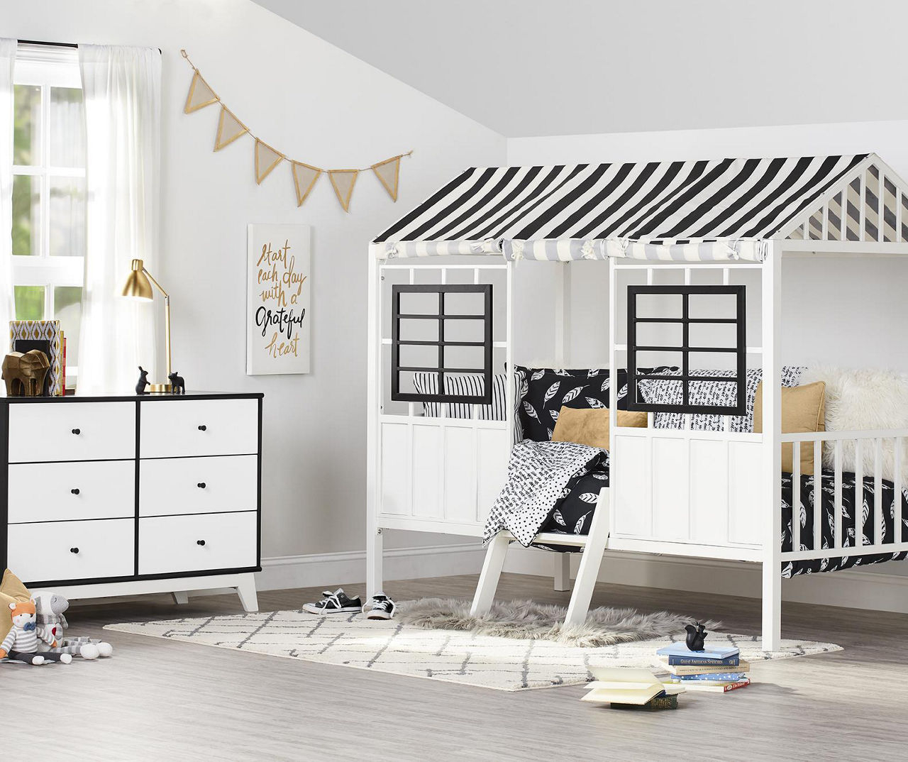 Little Seeds Rowan Valley Forest Black & White Twin Loft Bed | Big Lots inside