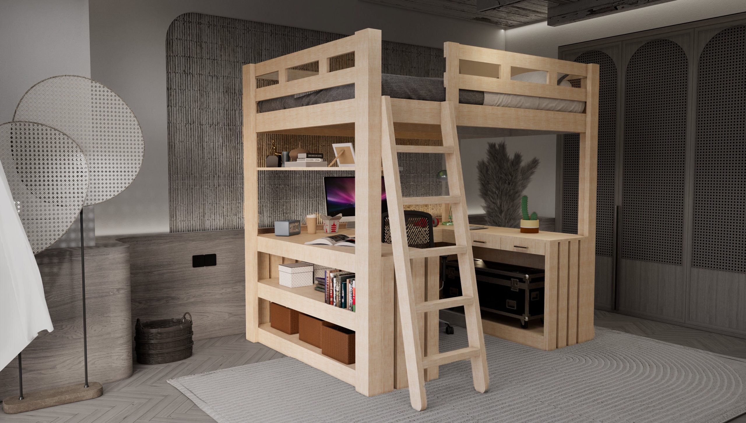 Loft Bed Plans. Full Size Diy Loft Bed With Desk Plan. Pdf - Etsy within