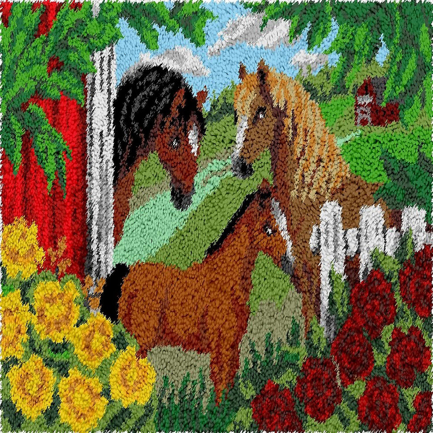 Lovelylust.com 3 Horses Rug Making Latch Hooking Kit (60X40Cm Printed ... intended for