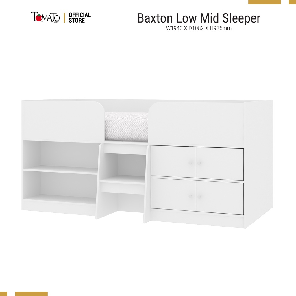Low Mid Sleeper Baxton Series Kids Bed Bunk Bed With Storage - 1 Color ... with regard to Versatility and Safety Features of the Baxton Studio Elsie Bunk Bed