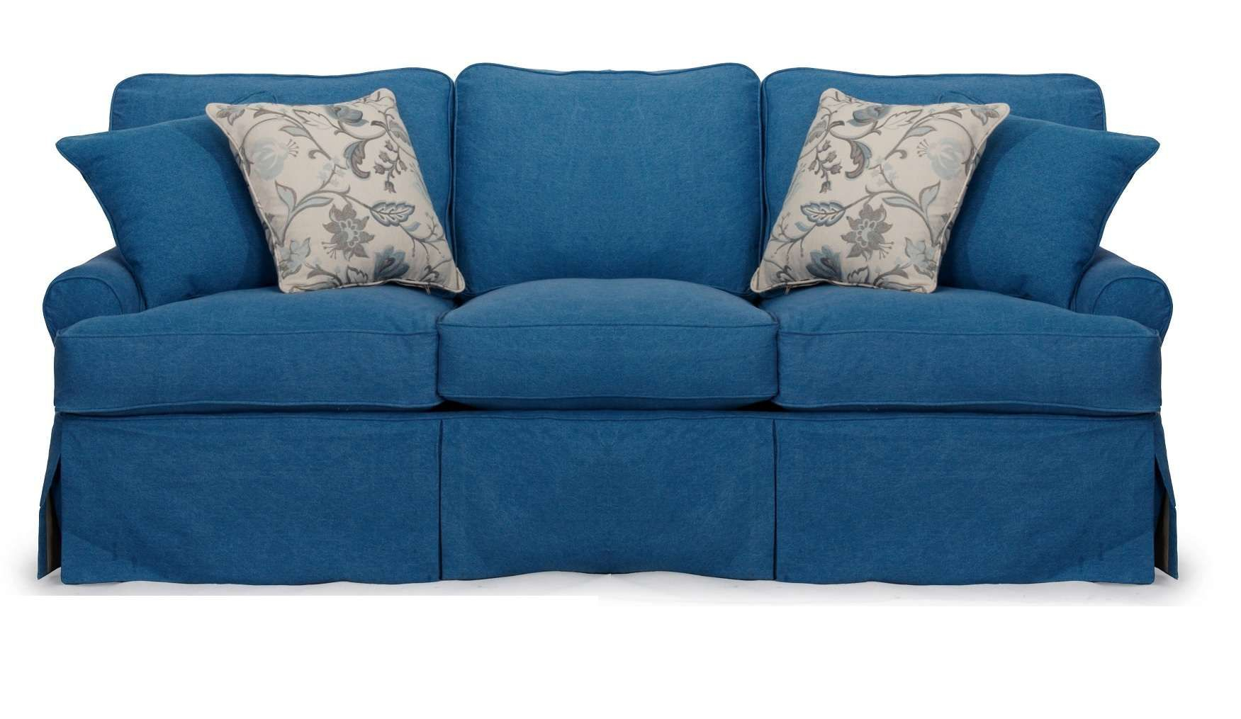 Lowest Price On Sunset Trading Horizon 85" Indigo Blue Slipcovered Sofa ... regarding
