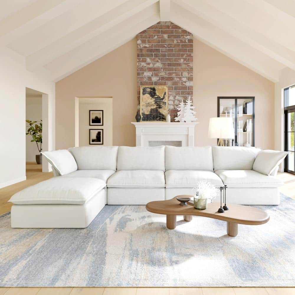 Magic Home 163 In. L-Shaped Overstuffed Down Filled Comfort Linen 5 ... with regard to Maximizing Comfort and Style with Your Tan L-Shaped Sectional